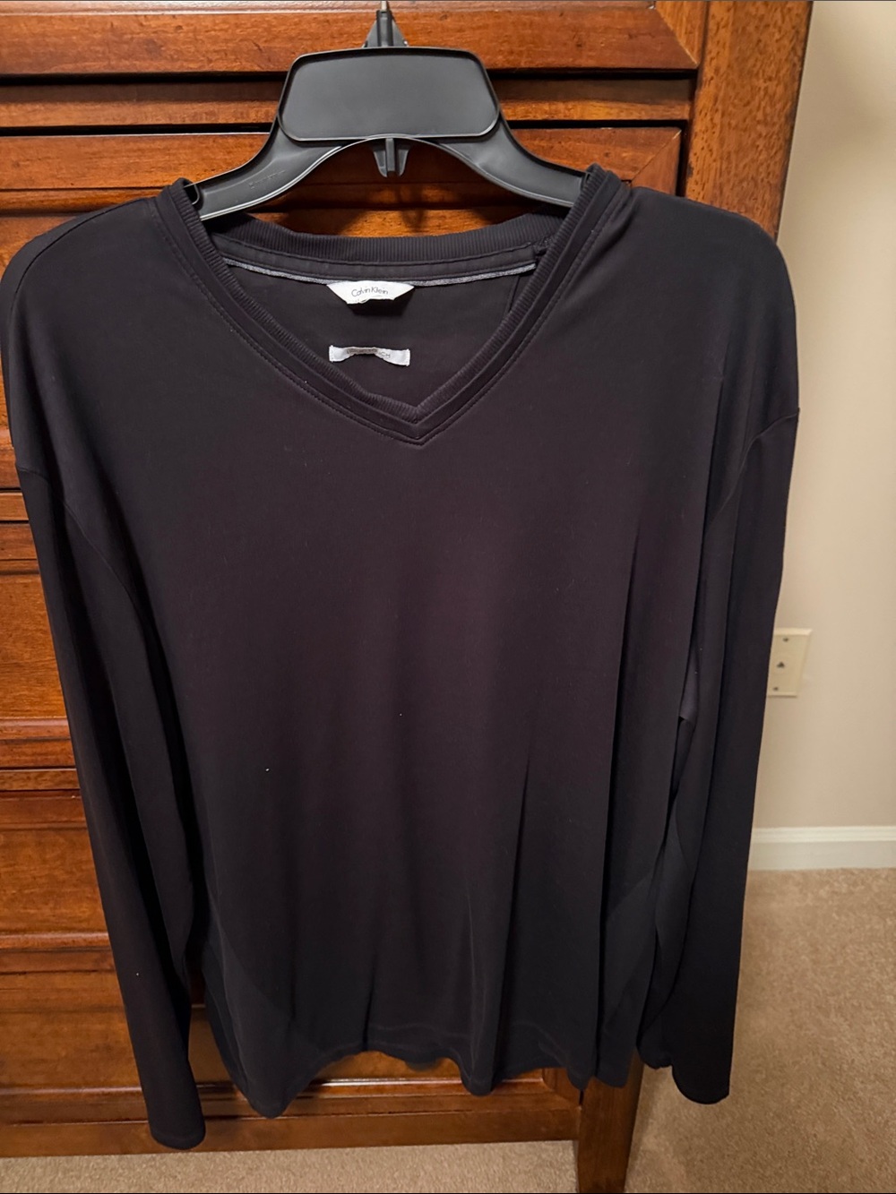 Calvin Klein Black V-Neck Long Sleeve Top - Minimalist Knit